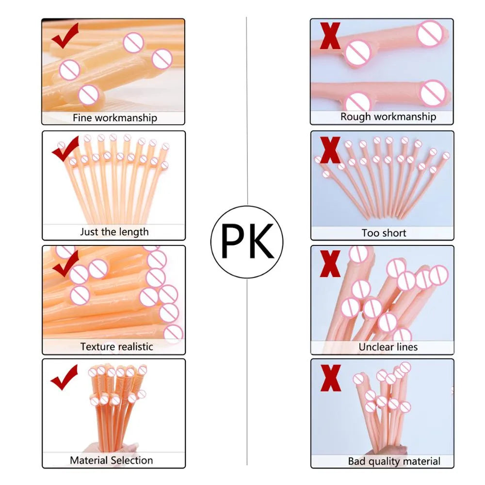 10Pcs Bachelorette Party Penis Straws Bridal Shower Hen Night Willy Penis Novelty Nude Straw for Bar Drinking Supplies Peaceful Pleasures Health and Wellness