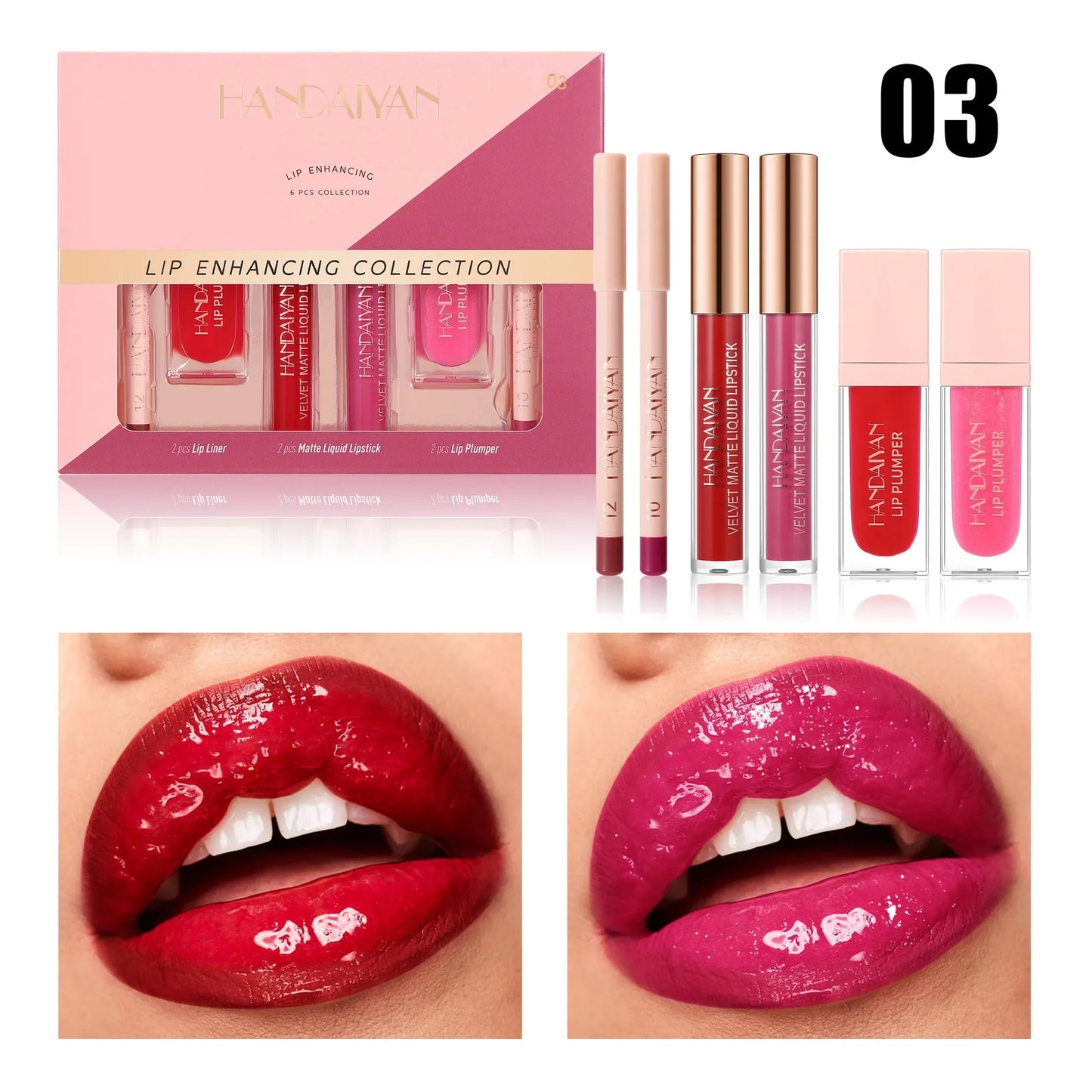 Handaiyan 6-Piece Matte Lipstick Set – Waterproof & Long-Lasting