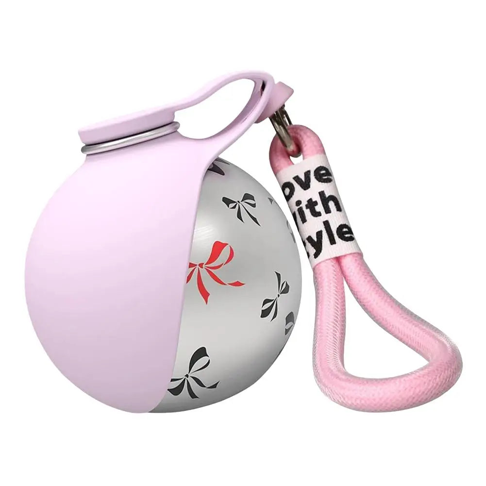 Brand Dogs Cats Outdoor Portable Water Cup 285ml 304 Stainless Steel Pet Feeder Dog Walking Integrated Folding Ball Water Bottle Peaceful Pleasures Health and Wellness Printed pink