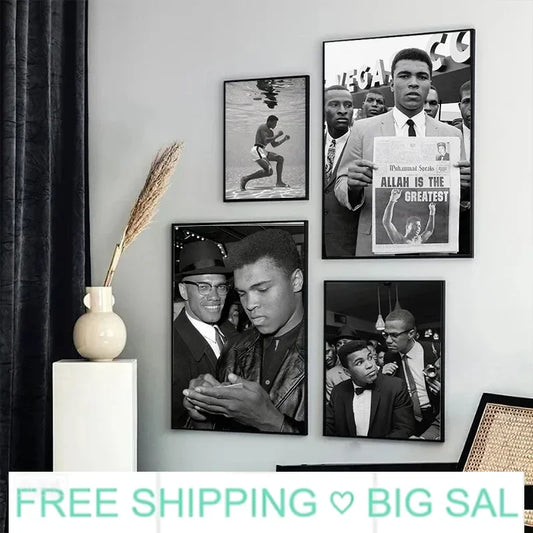 Muhammad Ali Black & White Canvas Wall Art | Boxing Poster Canvas Wall Art Peaceful Pleasures Health and Wellness