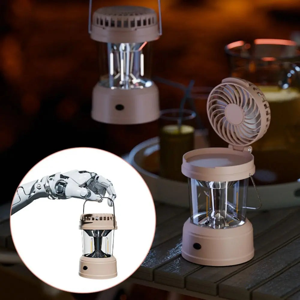 2-in-1 LED Fan Lantern – Foldable Portable Camping Light & Fan