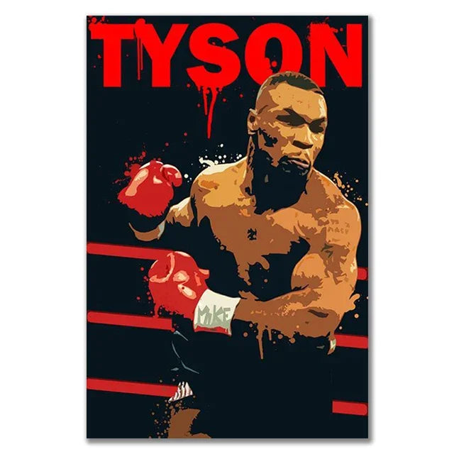 Boxer Wall Poster, Mike Tyson Muhammad Ali Motivational Quote Canvas Painting Prints, Home Decor Pictures for Living Room Peaceful Pleasures Health and Wellness