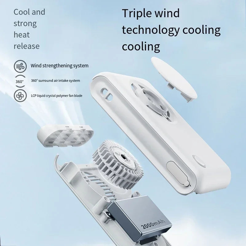 URGGU Portable Neck Fan USB Rechargeable 2000mAh Hands-Free