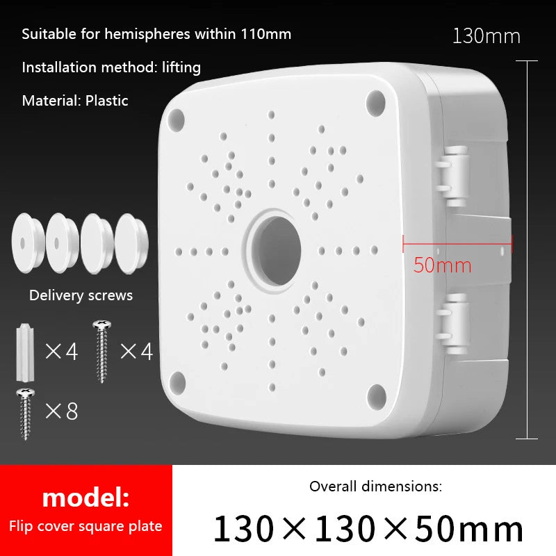 13*13*5cm Security Camera Base Junction Box CCTV Surveillance Camera Universal Electrical Box Plastic Waterproof Junction Box Peaceful Pleasures Health and Wellness White