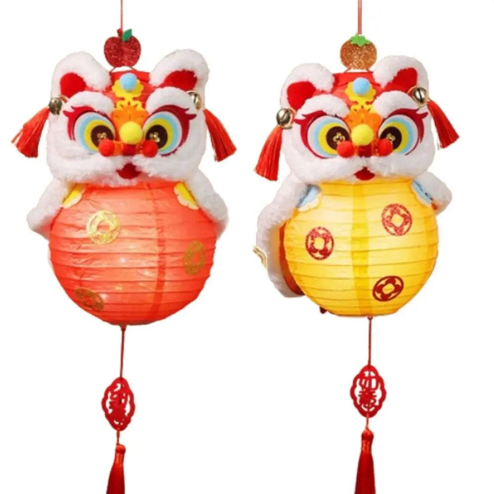 Year of The Horse Lion Dance Lantern DIY Kit Spring Lantern Festival Kids Handheld Glowing Handmade Flower Lamp Craft Supplies Peaceful Pleasures Health and Wellness