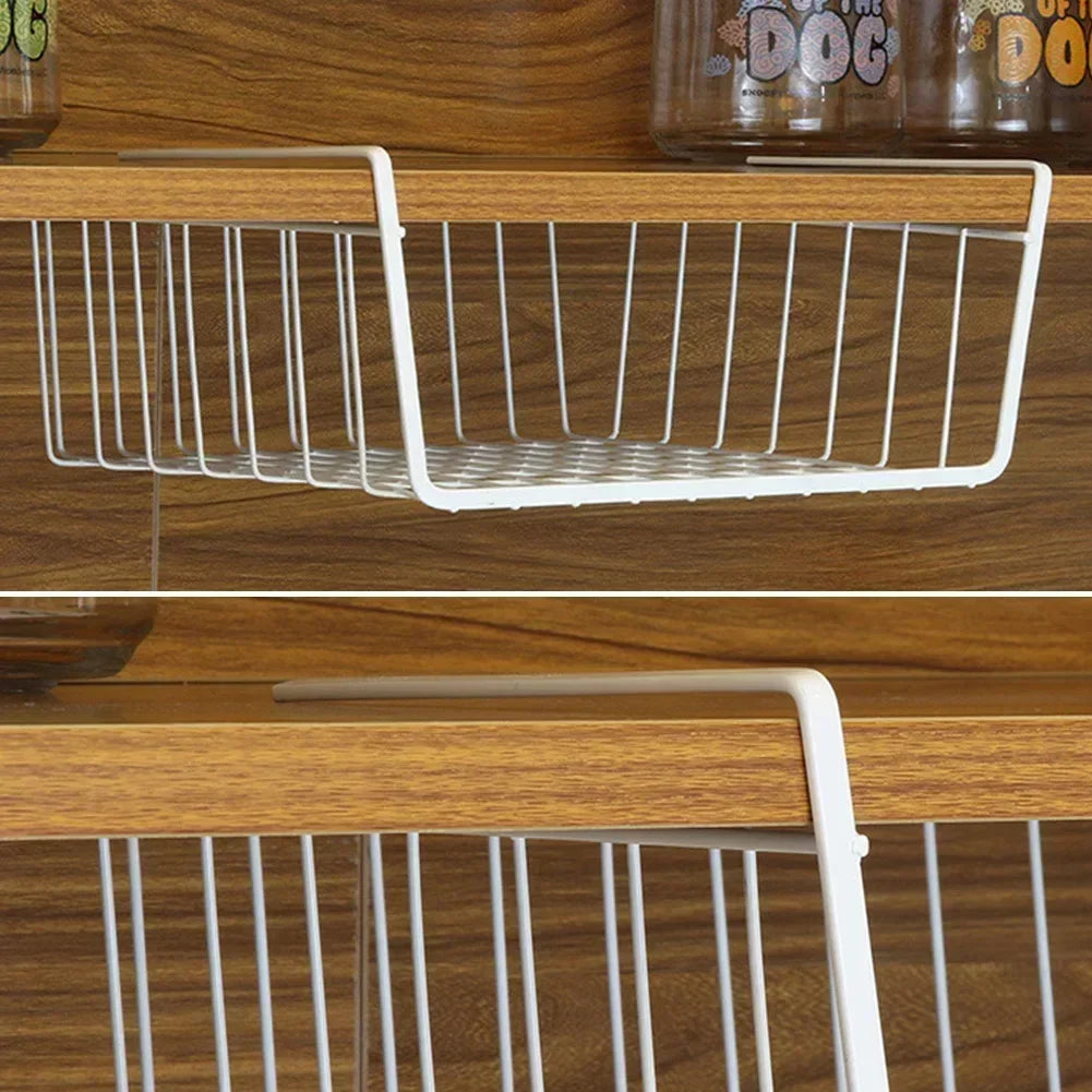 Iron Hanging Mesh Basket – Wire Shelf & Cabinet Organizer