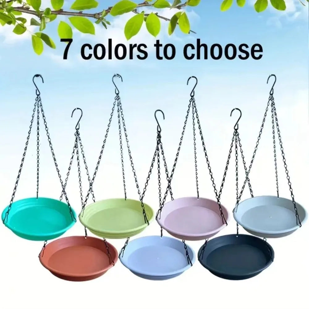 Hanging Round Bird Feeder Bath Tray with Chain | Garden Decor