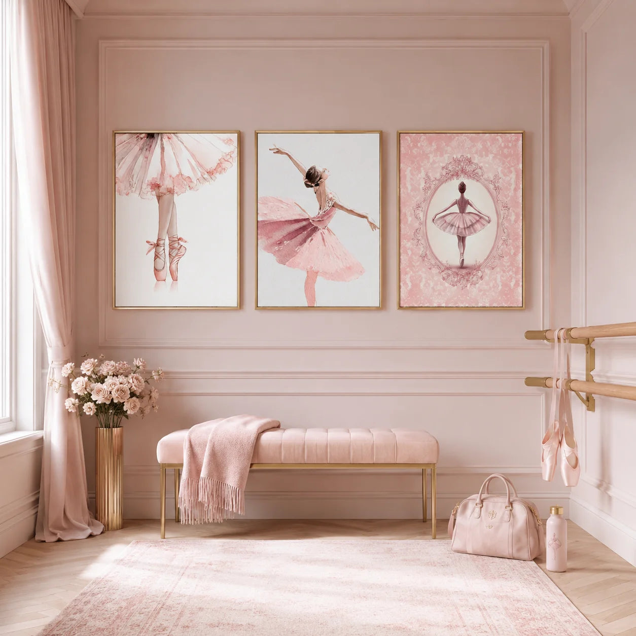 Pink Ballerina Canvas Wall Art | Nordic Ballet Dancer Poster Canvas Wall Art Peaceful Pleasures Health and Wellness