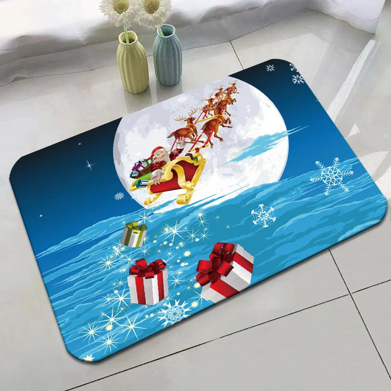 Christmas Crystal Velvet Non-Slip Door Mat | Holiday Welcome Mat