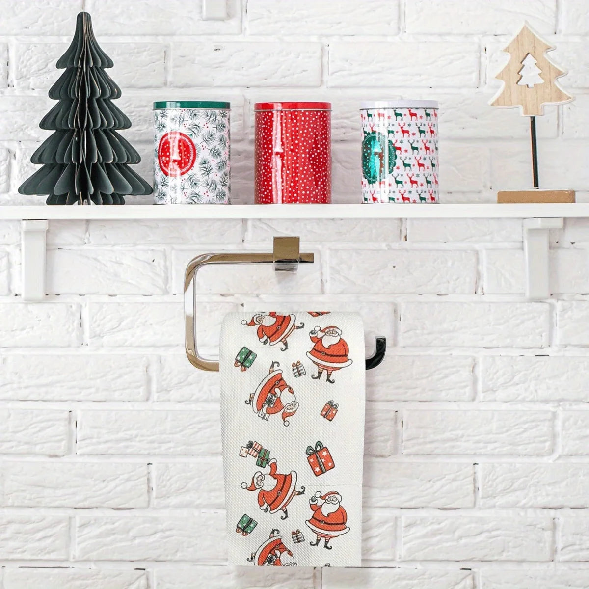 1 roll Christmas Printed Toilet Paper Festival Theme Home Decorations Roll Paper for Home & Festive Atmosphere Decor Supplies Peaceful Pleasures Health and Wellness