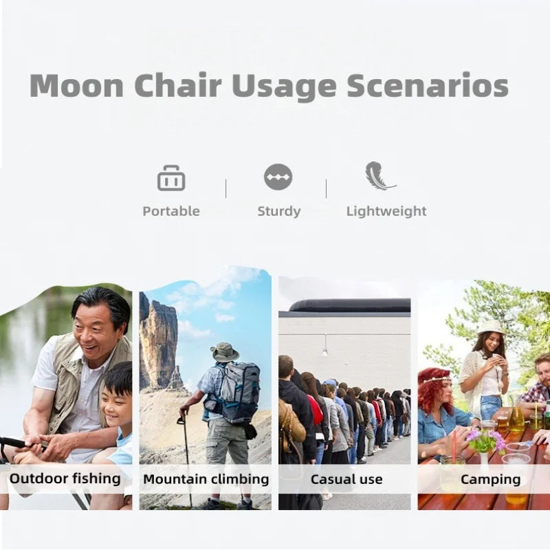 Outdoor moon chair, camping folding chair, portable leisure backrest chair, ultra-light aluminum alloy folding chair Comfortable Peaceful Pleasures Health and Wellness