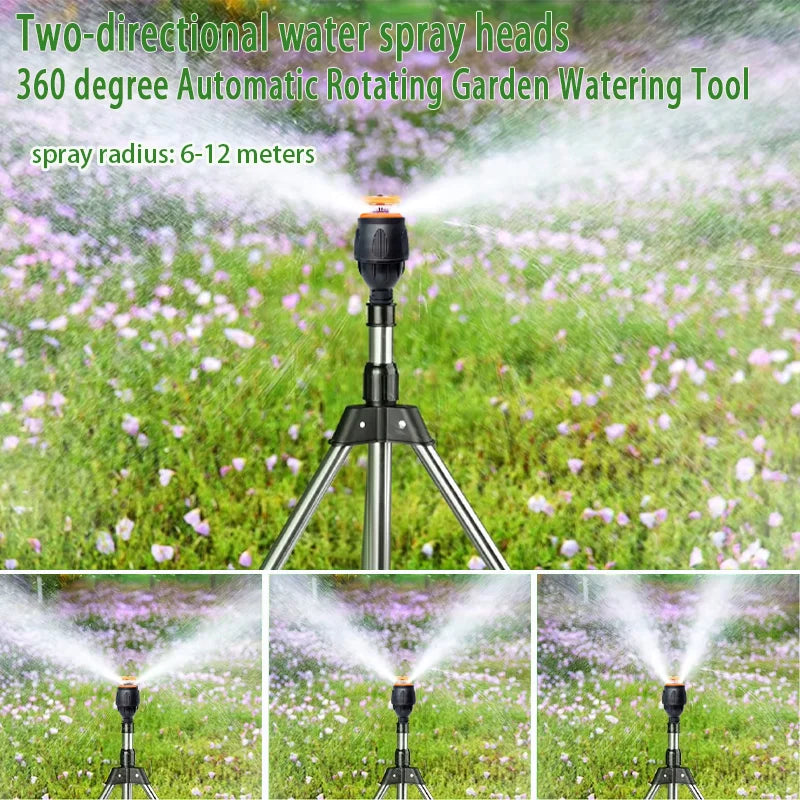 360 Rotary Irrigation Sprinkler Head with Tripod Telescopic Support Automatic Rotating Sprayer Garden Lawn Watering Sprinkler Peaceful Pleasures Health and Wellness