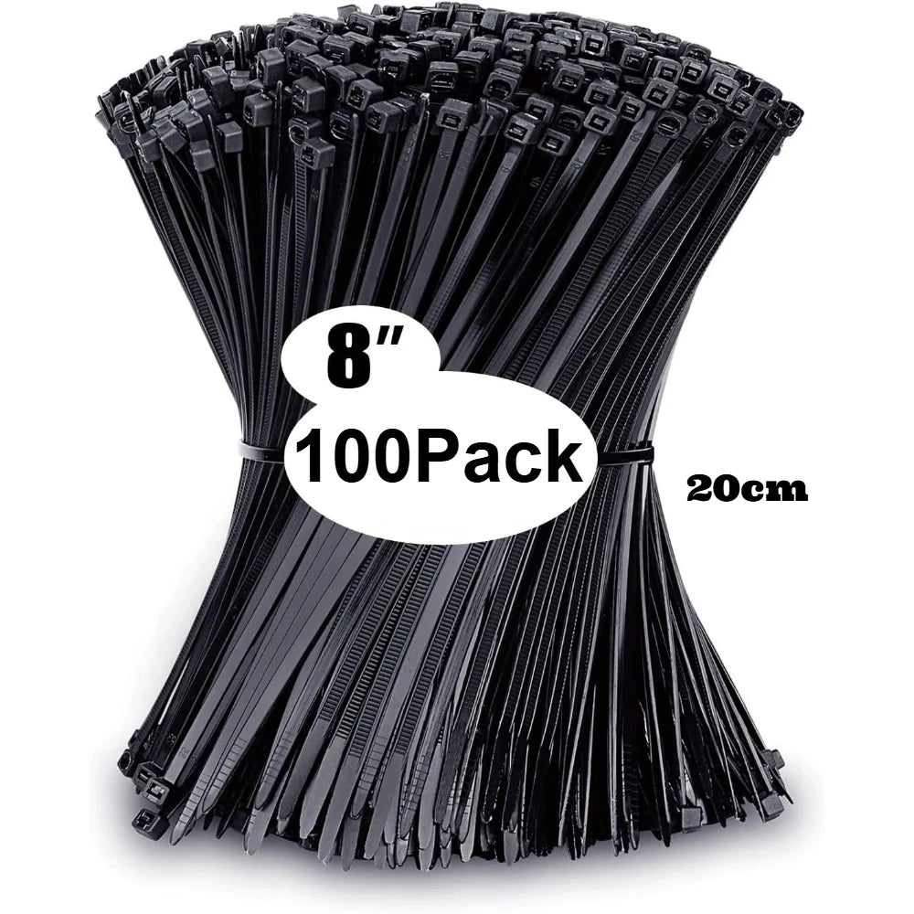 400 Pack Assorted Black Zip Ties 4" 6" 8" 12" UV Resistant Nylon
