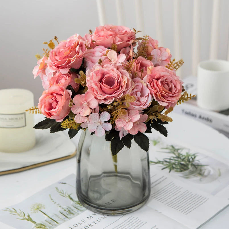 Silk Artificial Rose Peony Bouquet – Wedding & Home Décor