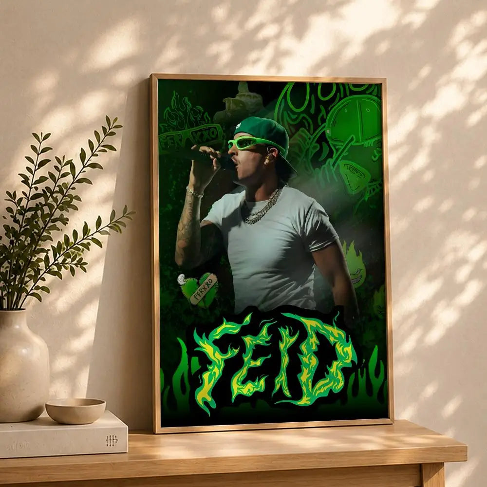 Feid Singer HD Poster – Self-Adhesive Waterproof Wall Art Music Wall Poster Peaceful Pleasures Health and Wellness White9 50X70cmNoframe