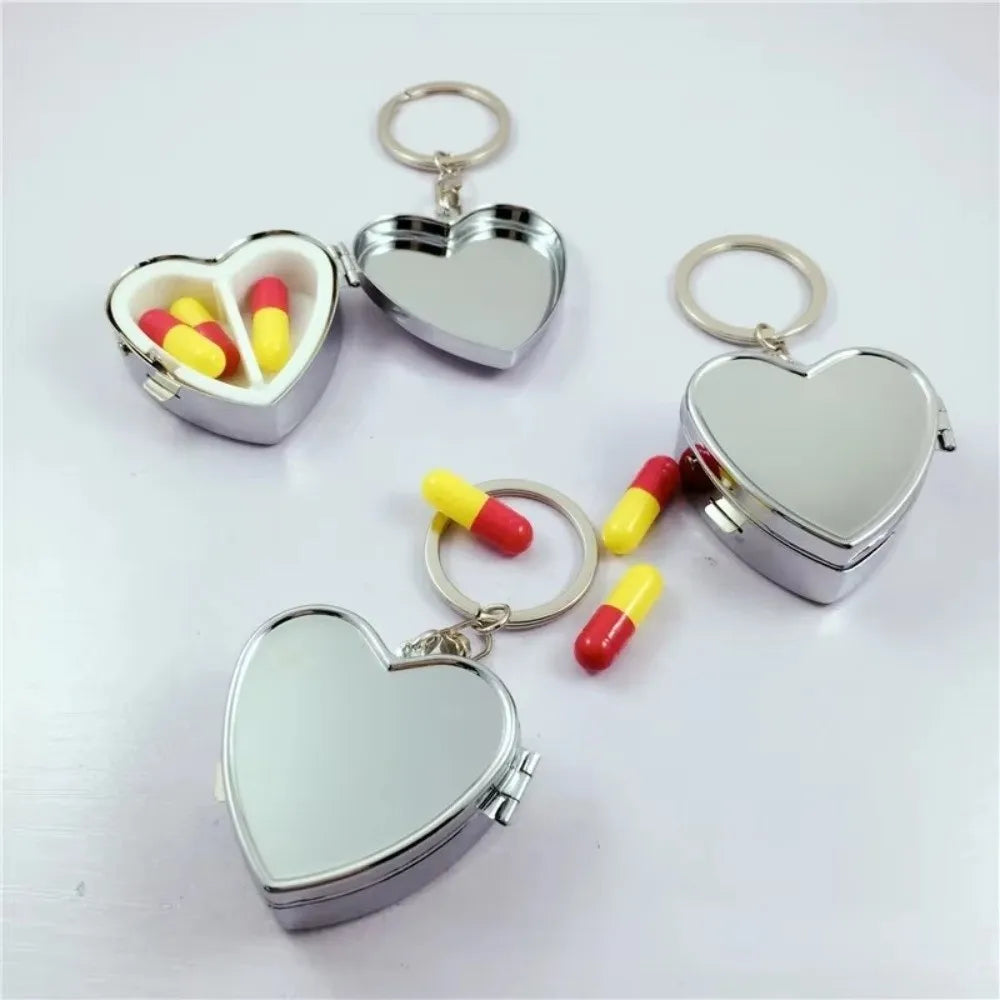 Heart-Shaped Pill Box Keychain | Portable Mini Medicine Organizer