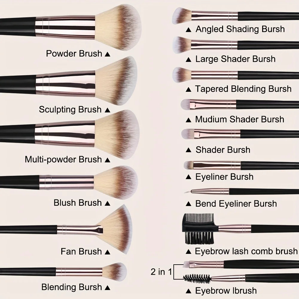 20-Piece Professional Makeup Brush Set – Full Face Kit