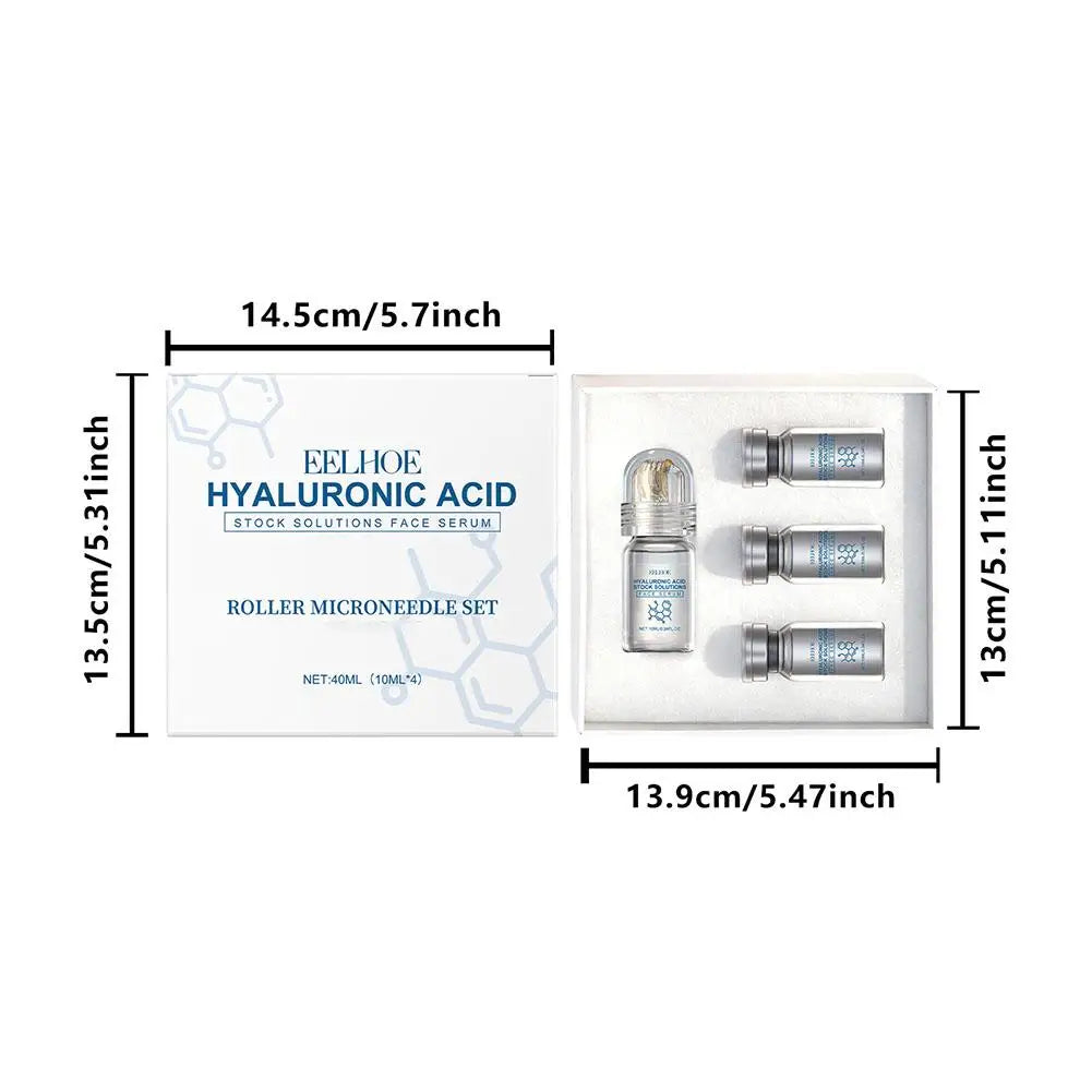 Hyaluronic Acid Face Serum & Microneedle Roller Set 4×10ml