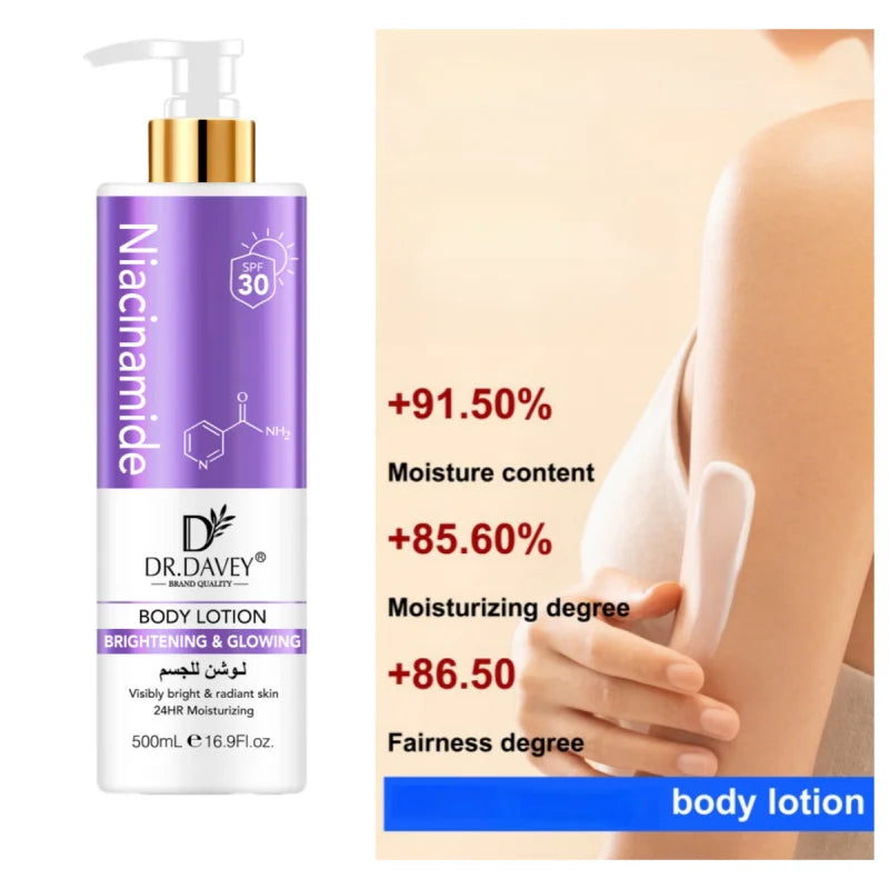 500ml DR.DAVEY Niacinamide Body Lotion Niacinamide Body Lotion Sunscreen2Combination1Refreshing, Moisturizing, and Non-Greasy Peaceful Pleasures Health and Wellness