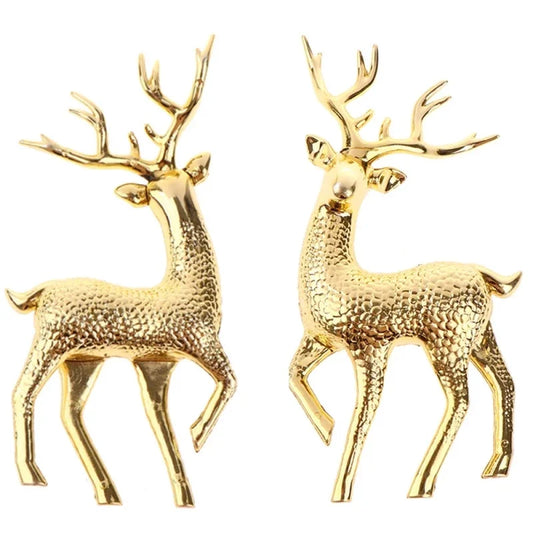 Gold Deer Statue Reindeer Figurines Plastic Elk Sculpture Living Room Luxury Home Christmas Decoration Tabletop Ornaments Peaceful Pleasures Health and Wellness