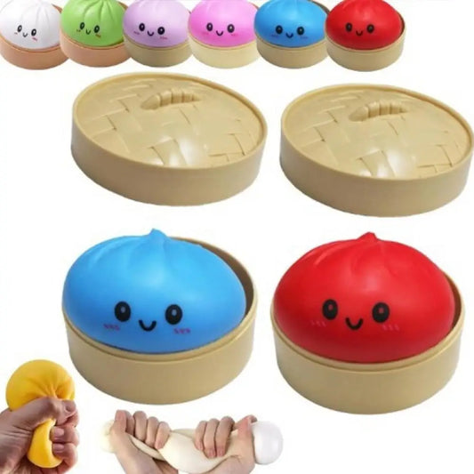Giant Dumpling Squeeze Fidget Toy with Bamboo Steamer Box Squeeze Fidget Toy Peaceful Pleasures Health and Wellness