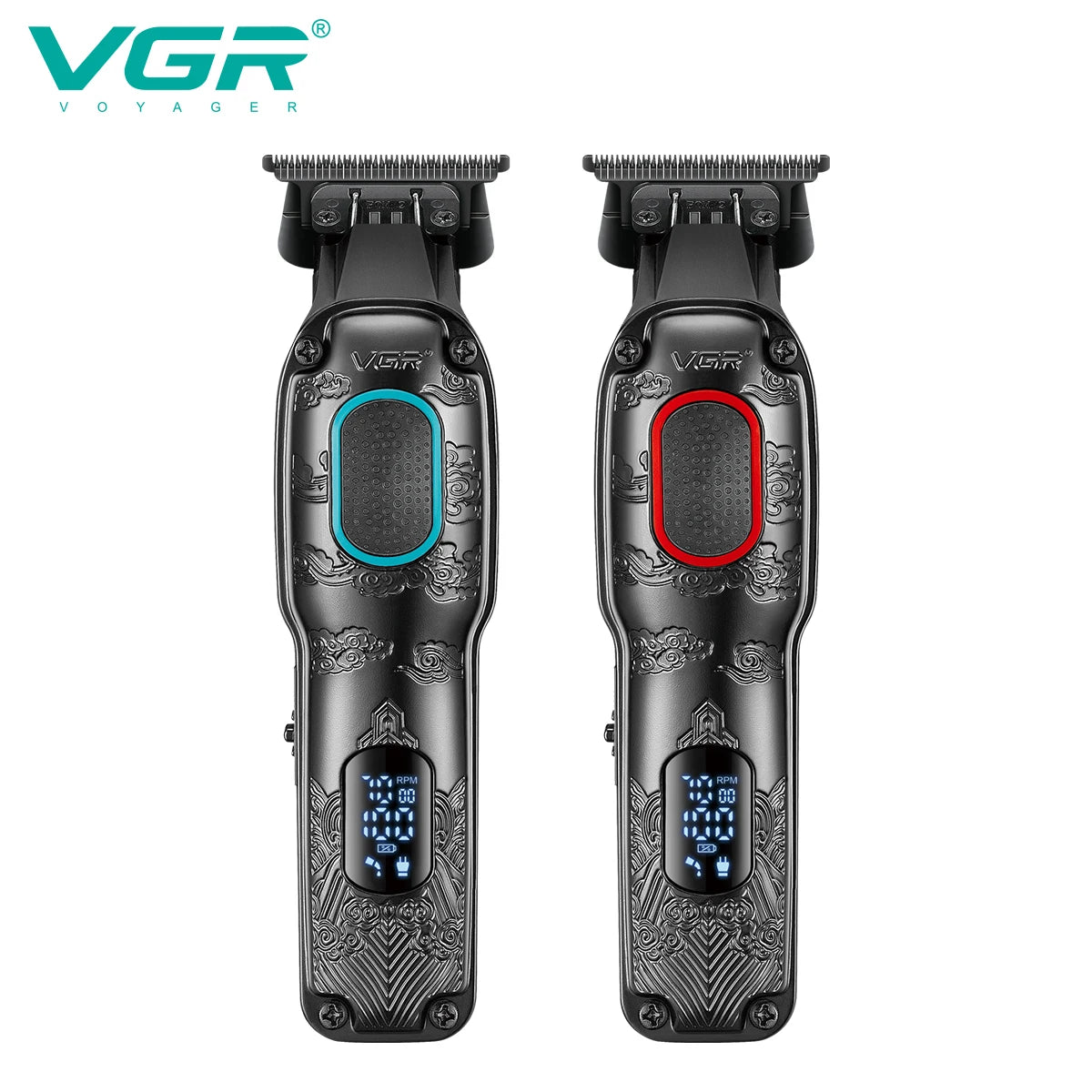 VGR intelligent digital hair clipper relief texture machine height endurance 7000rpm hair salon home carving push shear V-254 Peaceful Pleasures Health and Wellness