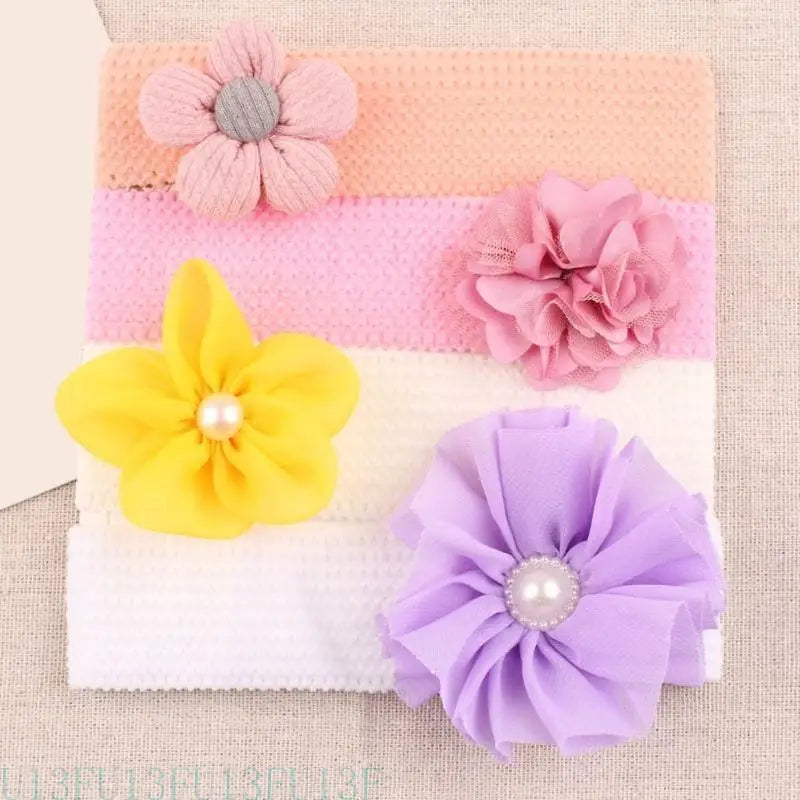 Kids Fabric Flower Headbands 4-Pack | Baby Girls Hair Accessories