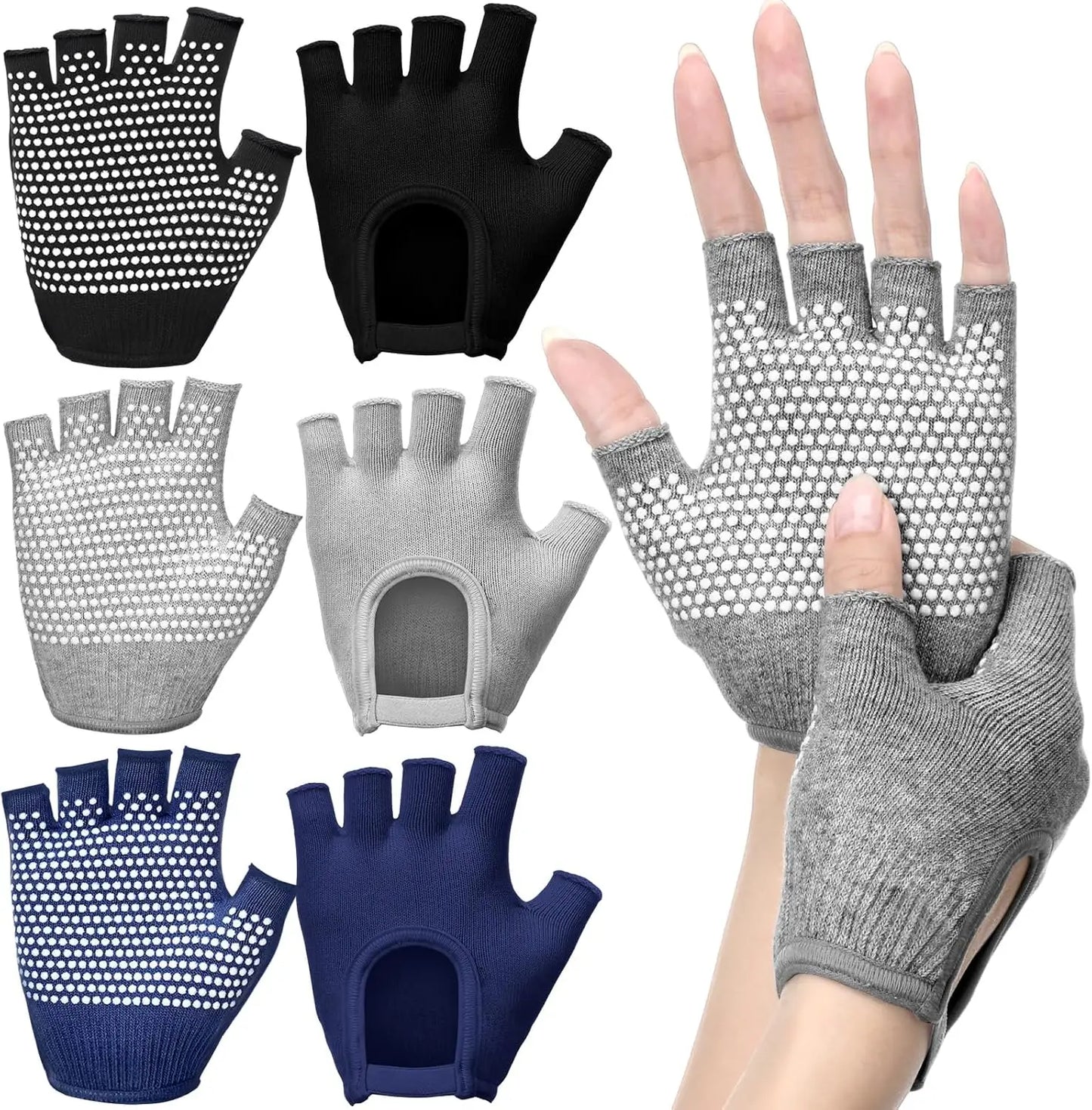 Non Slip Yoga Gloves for Women Fingerless Pilates Gloves with Grips for Yoga Fitness Workout Sports Exercise Gym,Universal Size Peaceful Pleasures Health and Wellness 3 Pairs-B