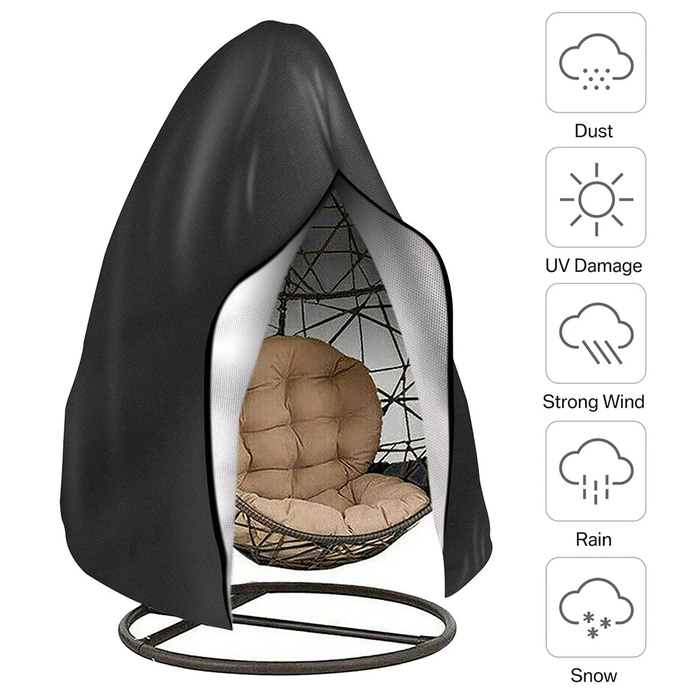Patio Hanging Egg Chair Cover with Zipper Waterproof Windproof Swing Chair Covers with Buckle Outdoor Weather Resisatant Peaceful Pleasures Health and Wellness