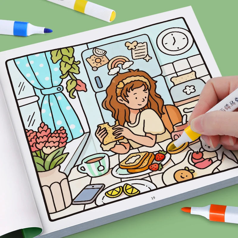 Children's Painted Painting Book Girl Moments Cute Comfy Coloring