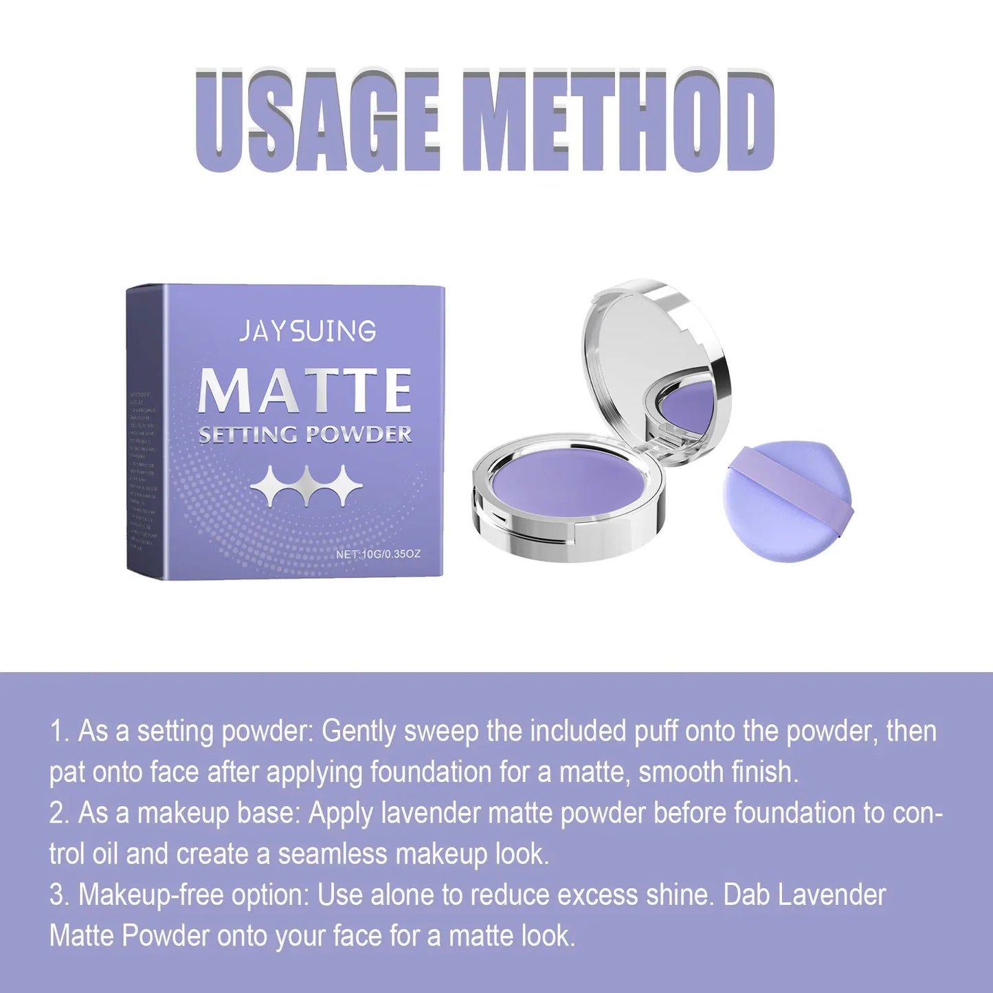 Jaysuing Lavender Matte Setting Powder – Oil Control 10g