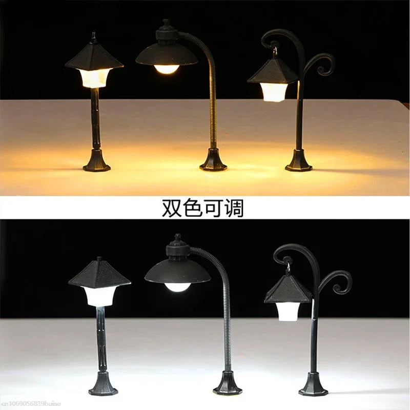 Miniatures Road Light Model Micro Landscape Bonsai Ornament Plastic Craft Home Garden Decor Street Lamp Figurine Streetlight Peaceful Pleasures Health and Wellness