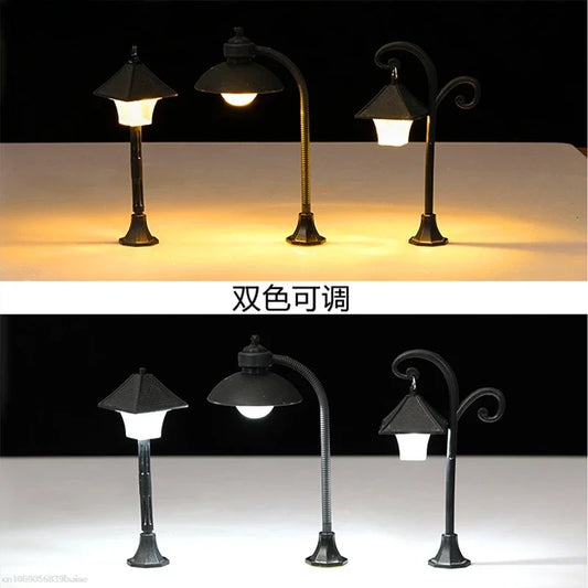 Miniatures Road Light Model Micro Landscape Bonsai Ornament Plastic Craft Home Garden Decor Street Lamp Figurine Streetlight Peaceful Pleasures Health and Wellness