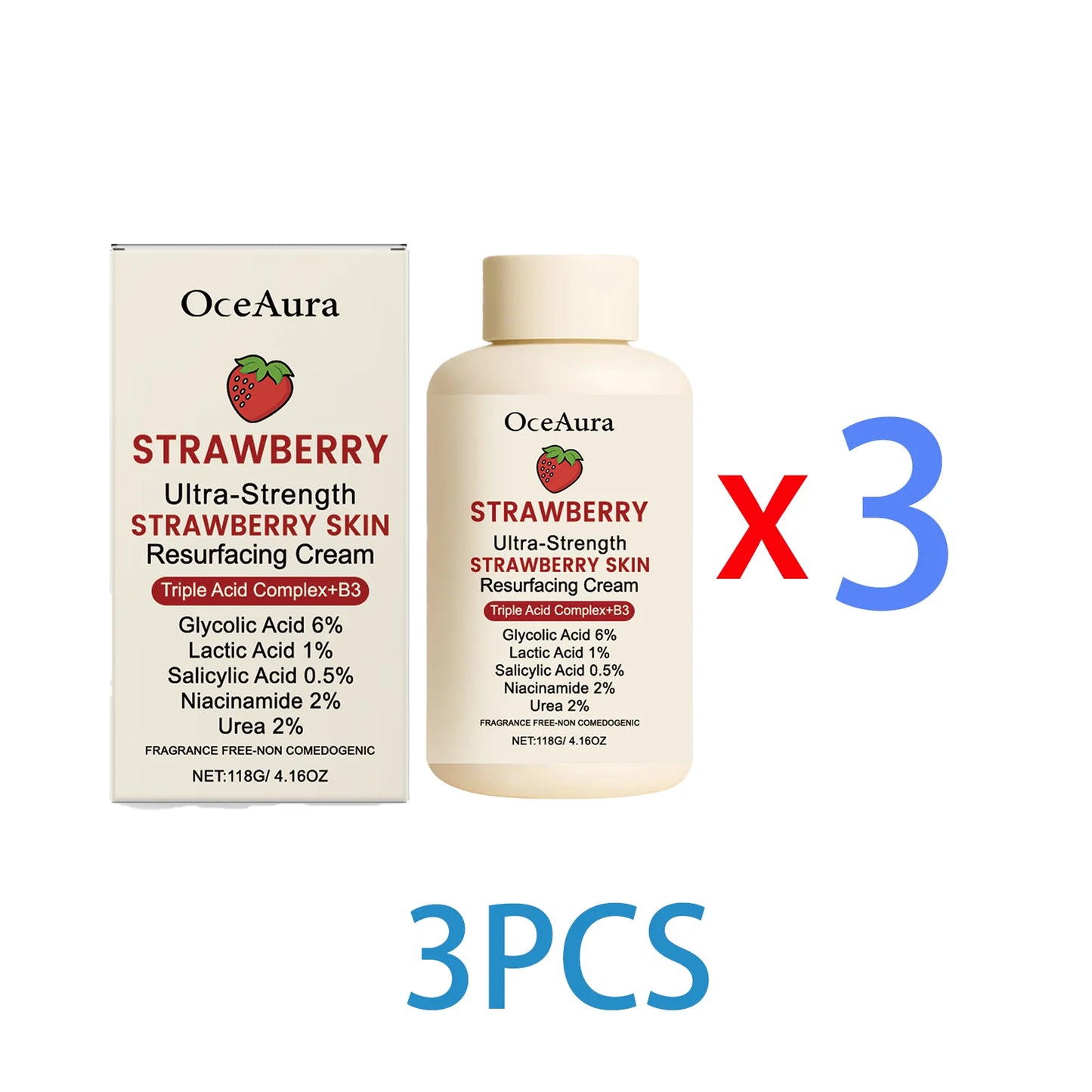 OceAura Strawberry Body Cream – Niacinamide & Salicylic Acid