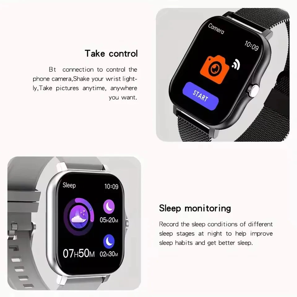 Smart Watch For Android IOS Watches 1.83inch HD Display Bluetooth Call Message Alert Music Sports Mode Smartwatch Men Women Gift Peaceful Pleasures Health and Wellness