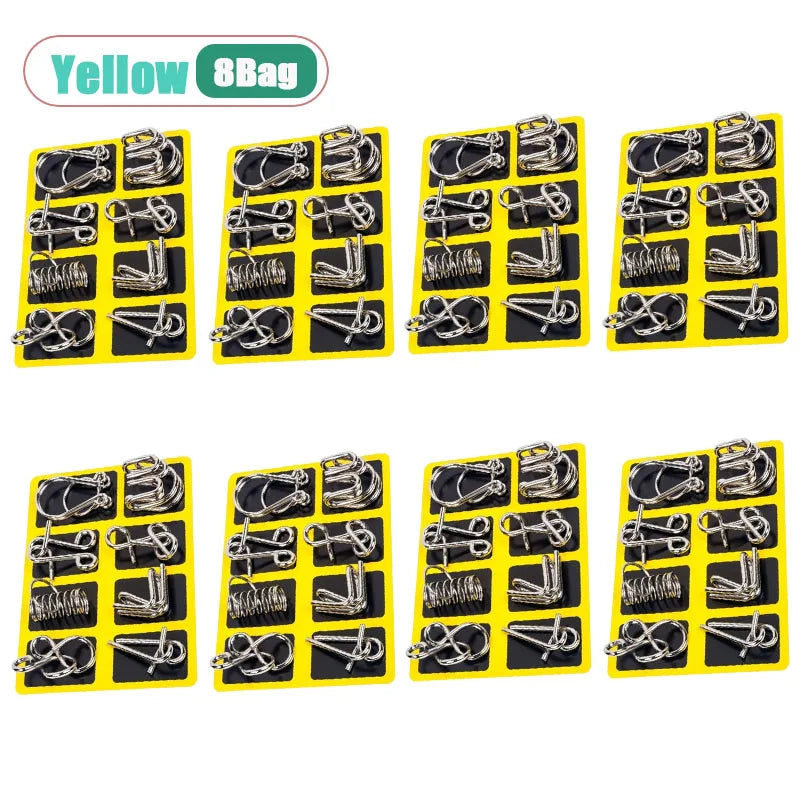 8-Piece Metal Interlocking Rings Brain Teaser Puzzle IQ Set