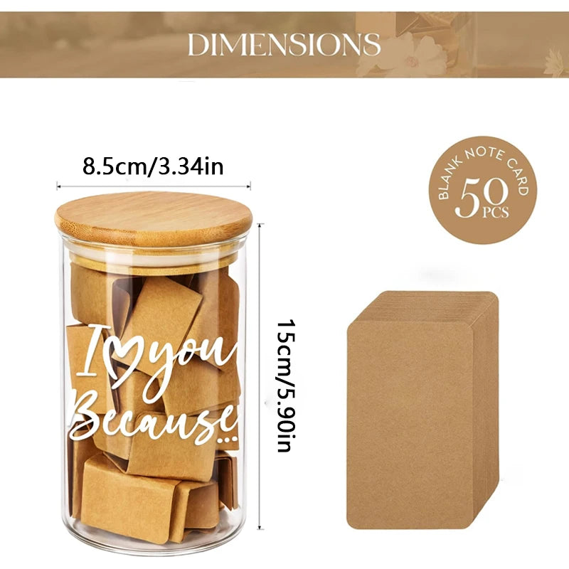 Reasons I Love You Memory Jar with 50 Blank Notes | Gift Memory Jar Gift Set Peaceful Pleasures Health and Wellness A 8.5x15cm