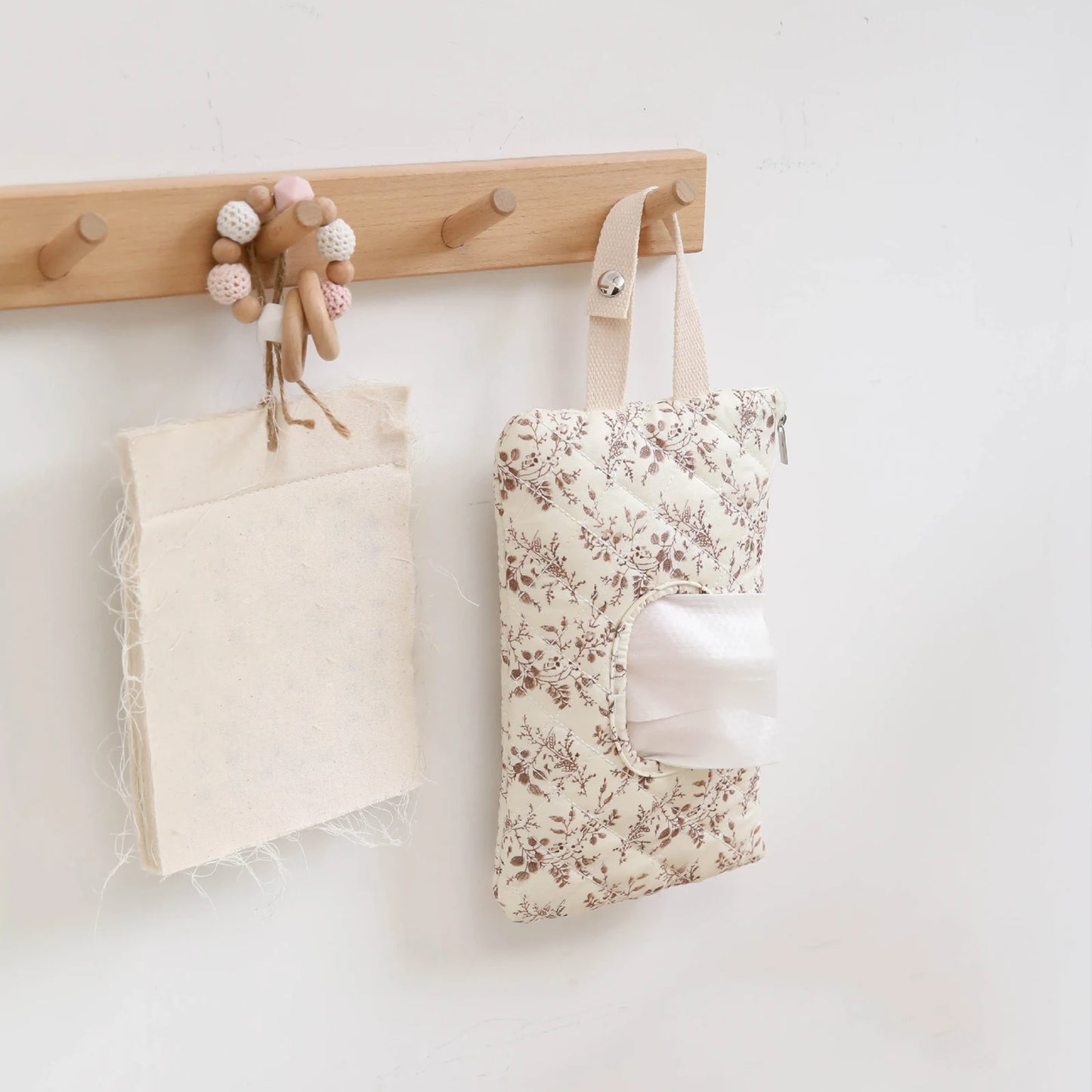 Canvas Floral Quilted Baby Wipes Dispenser | Travel Wipe Bag