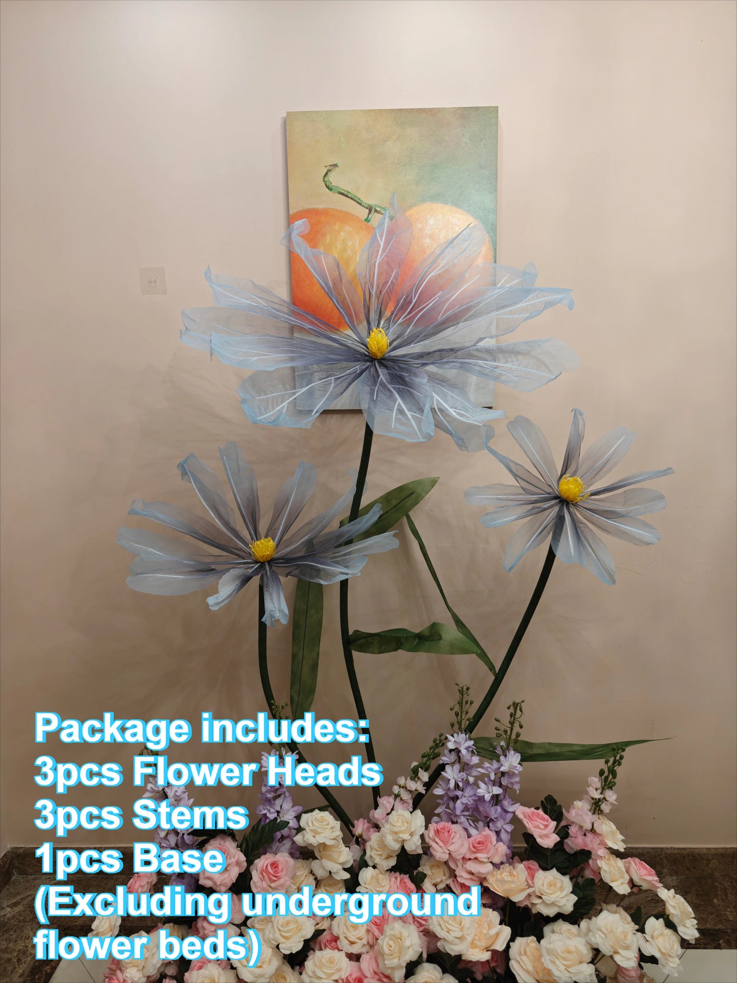 Artificial Silk Poppy Flower Wedding Backdrop Stand 40–80cm