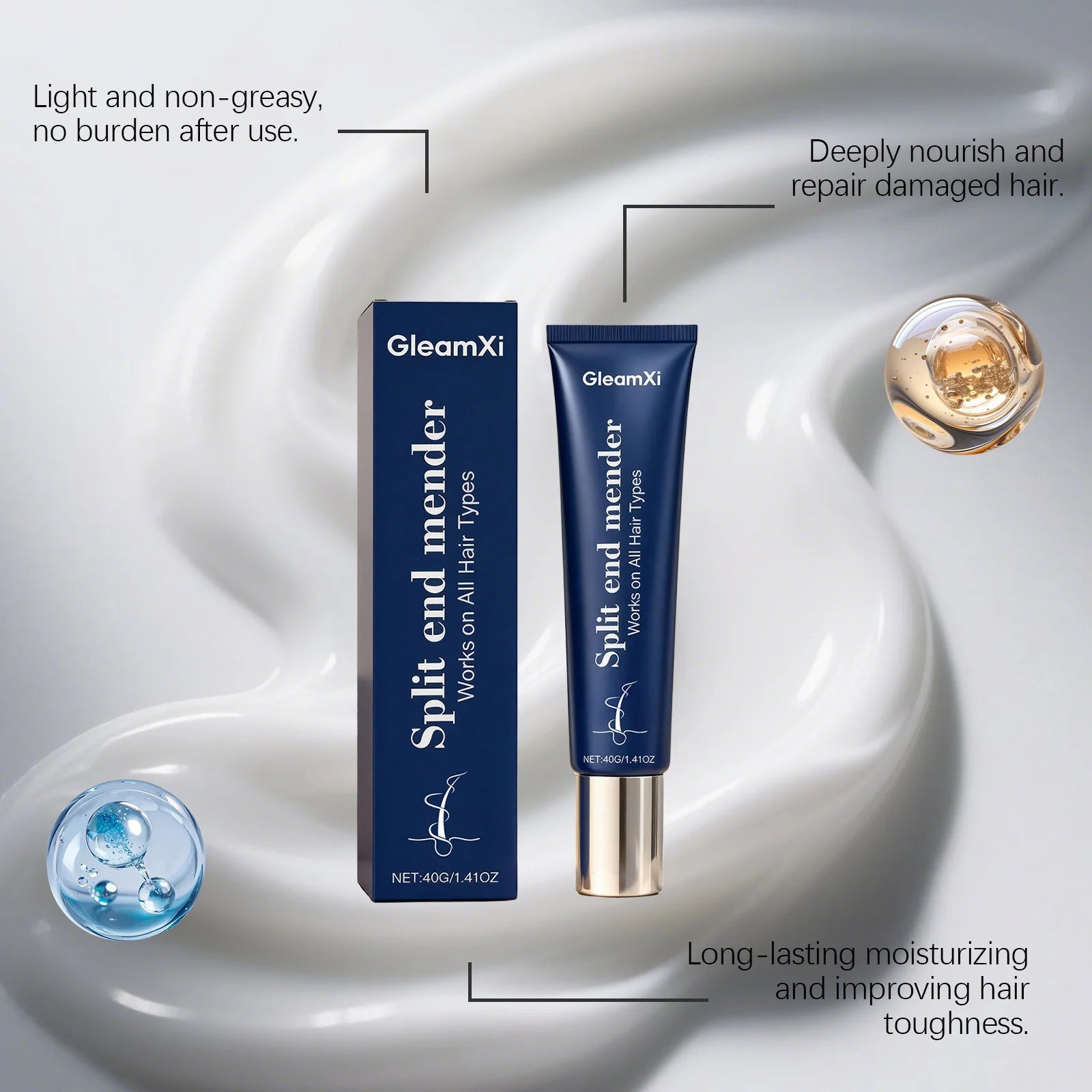 Gleamxi Hair Mask – Repair Frizz, Split Ends & Damage | 40g Hair Treatment Mask Peaceful Pleasures Health and Wellness
