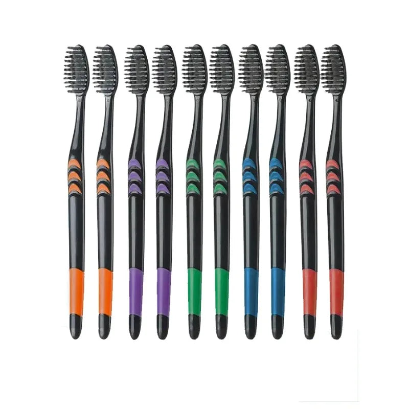 10-Pack Bamboo Charcoal Toothbrushes – Soft Ultra-Fine Bristles Manual Toothbrush Set Peaceful Pleasures Health and Wellness