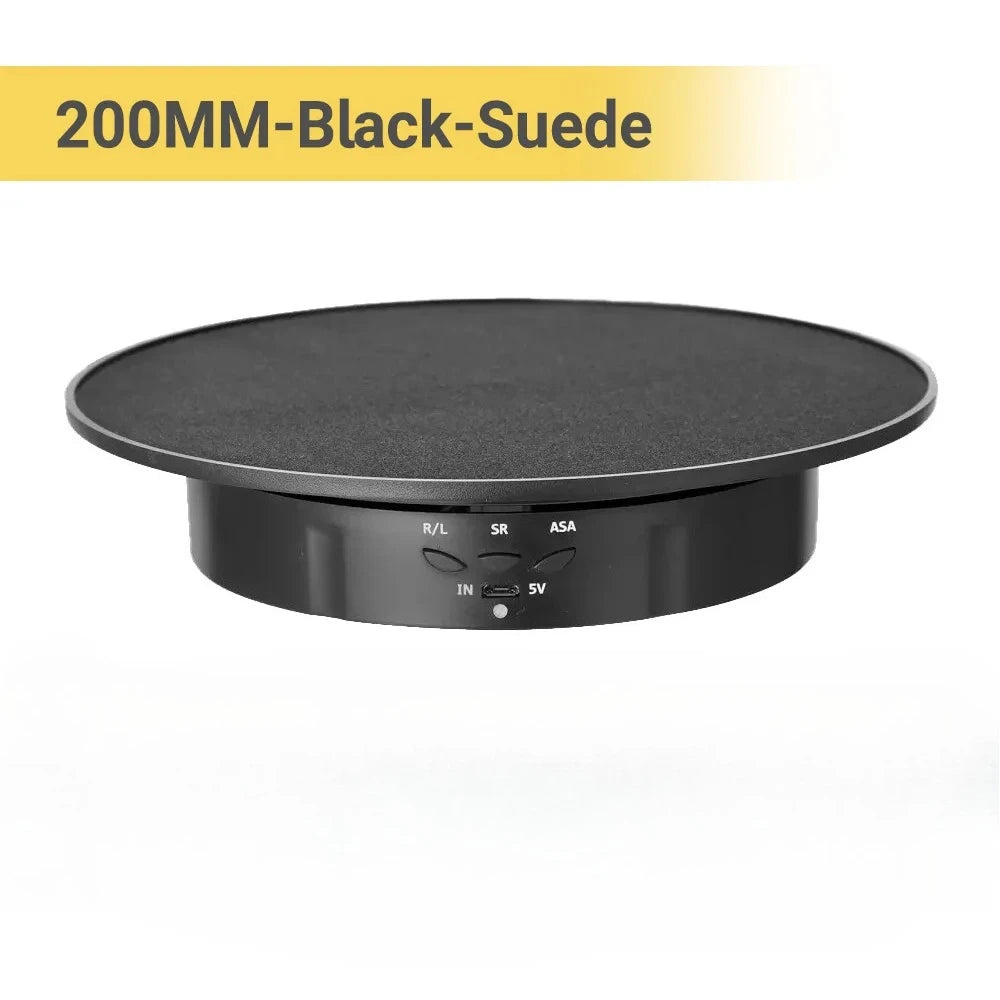 USB-Powered Rotating Turntable with 3 Speed Modes 360° Motorized Display Stand for Product Photography Jewelry&Video Shooting Peaceful Pleasures Health and Wellness 200MM Black Suede