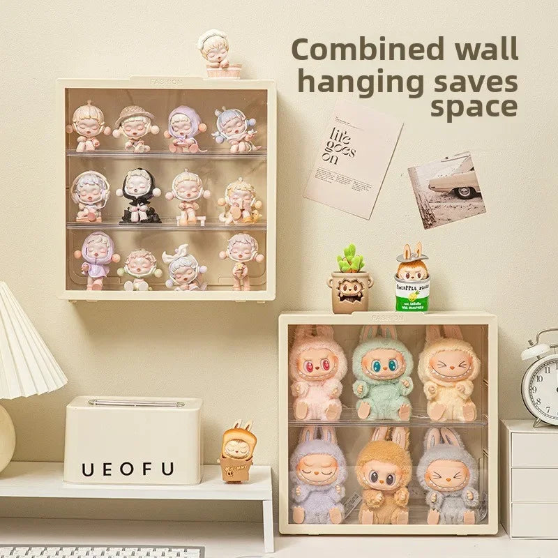 Plush Doll Display Case 2/3-Tier Dustproof | 28cm Cream/White