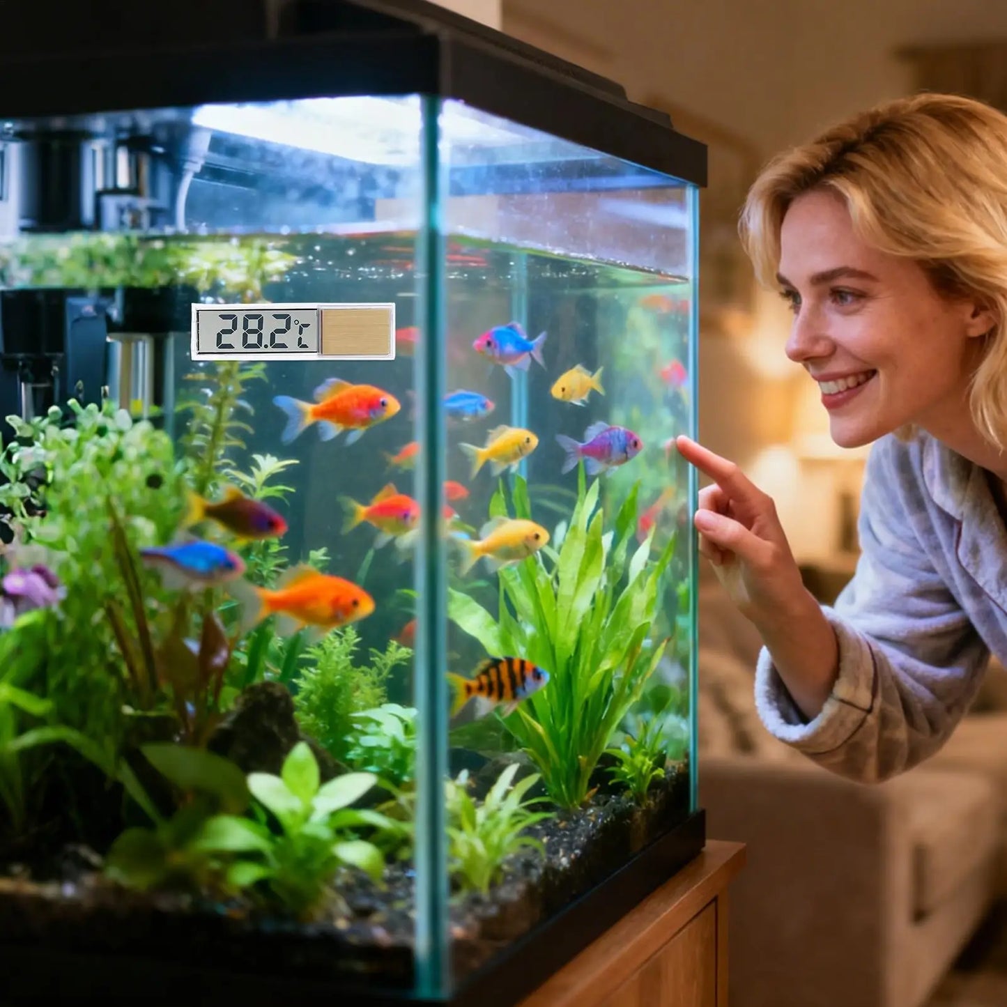 Digital Aquarium Thermometer – Large LCD, Suction Cup Mount