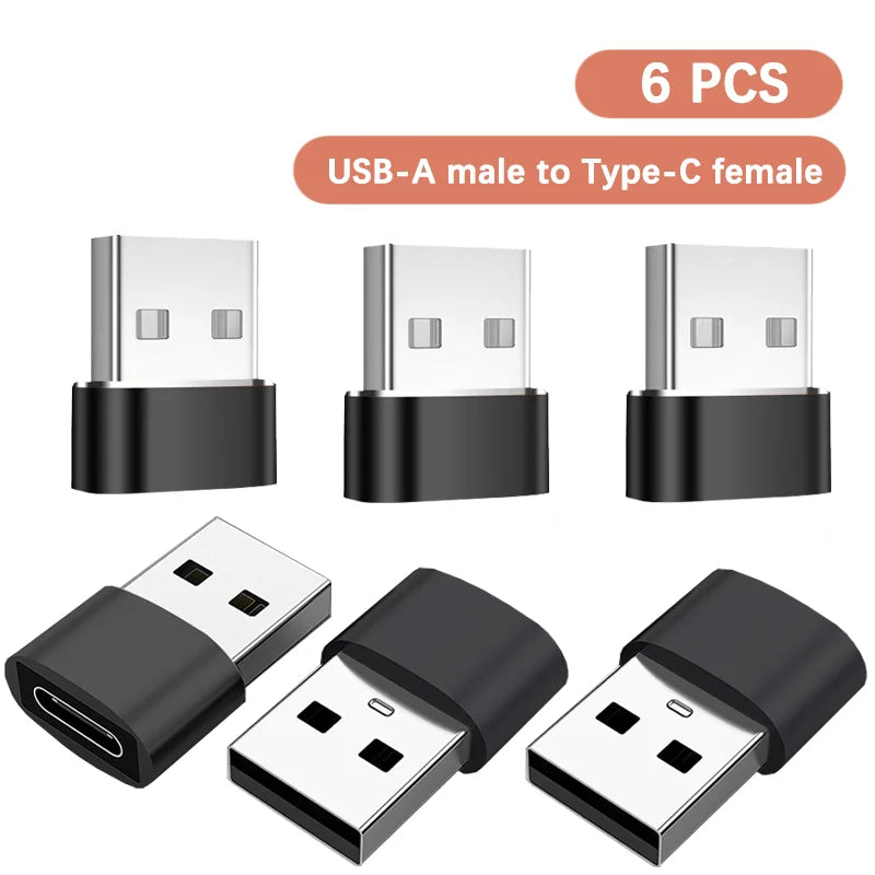 1-6PCS USB OTG Adapter USB Male to Type C Female Type-C Adapter Aluminum Alloy for Laptop Samsung Xiaomi 10 USB Adapter Peaceful Pleasures Health and Wellness 6 PCS