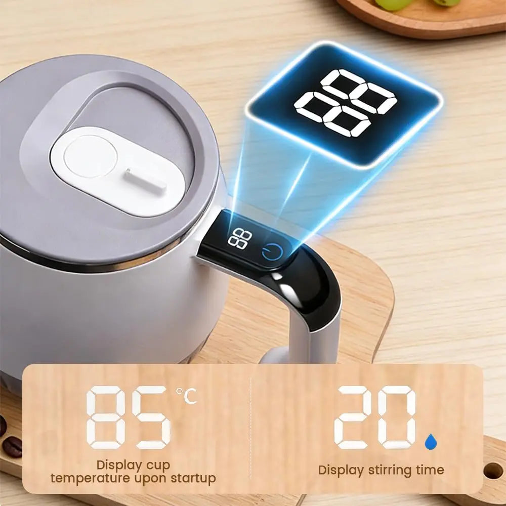 Self-Stirring Mug 6500 RPM | LCD Temp Display, USB-C