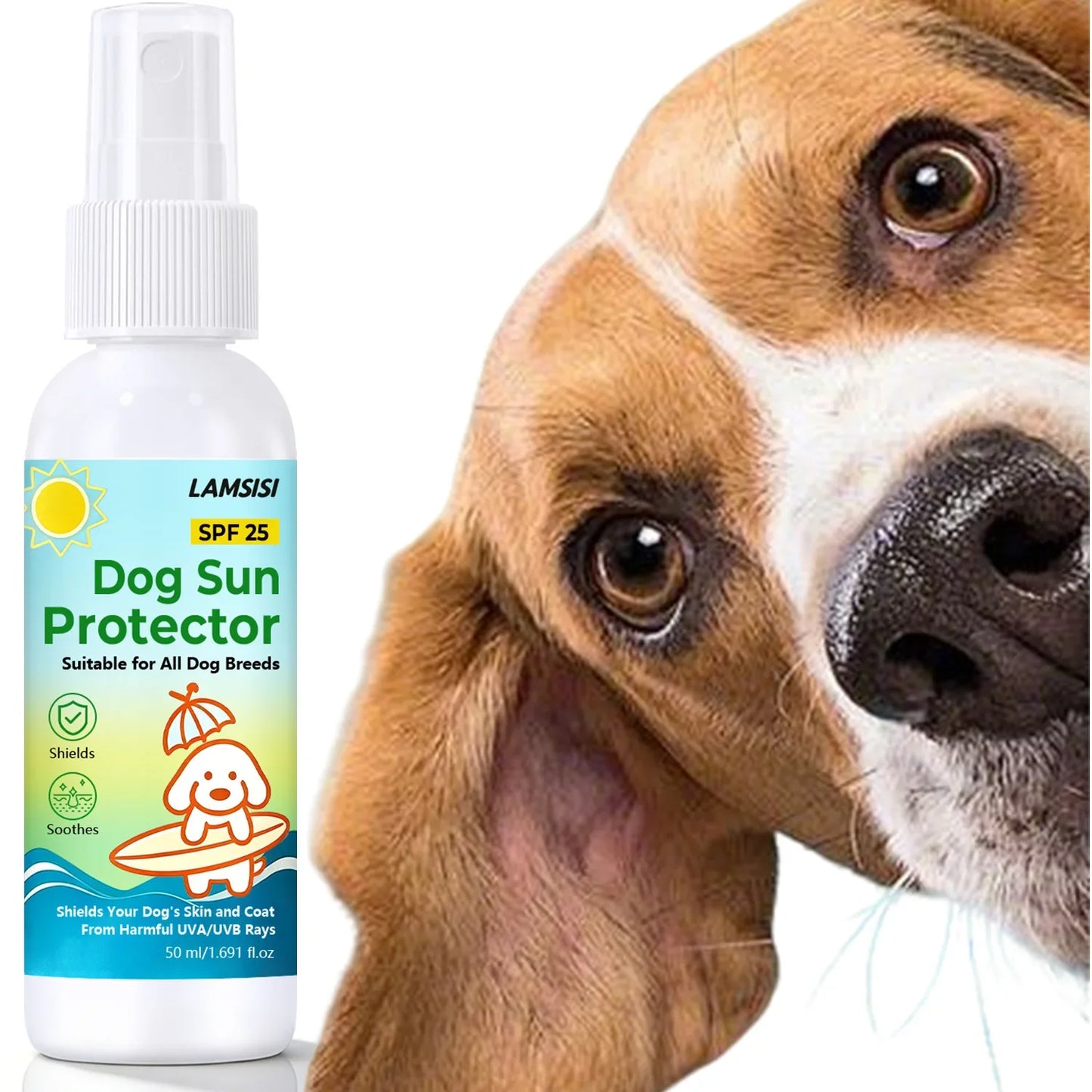 Lamsisi Dog Sunscreen Spray SPF 25 – UVA/UVB Shield 50ml