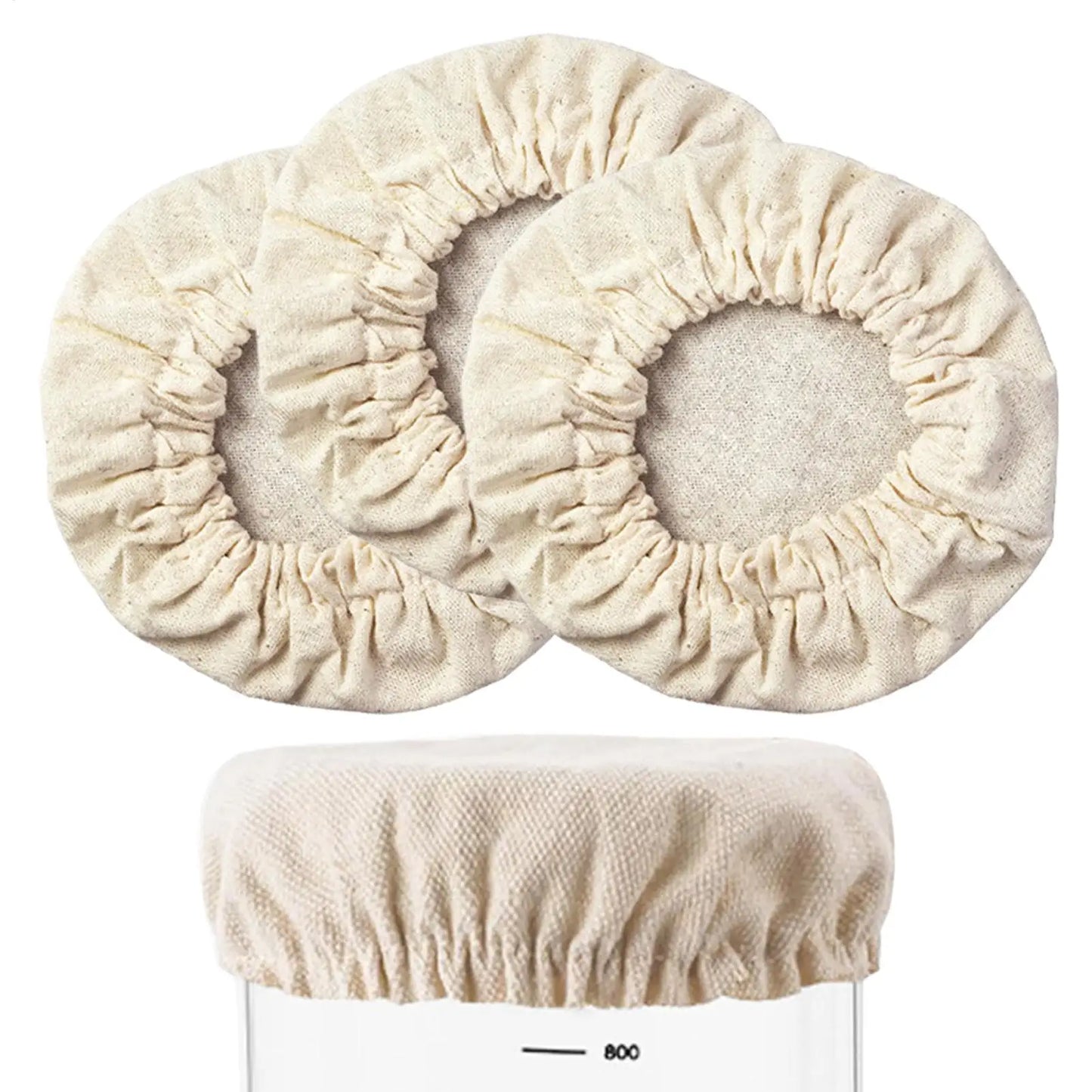 Elastic Linen Jar Covers 4-Pack | Sourdough Fermentation Lids