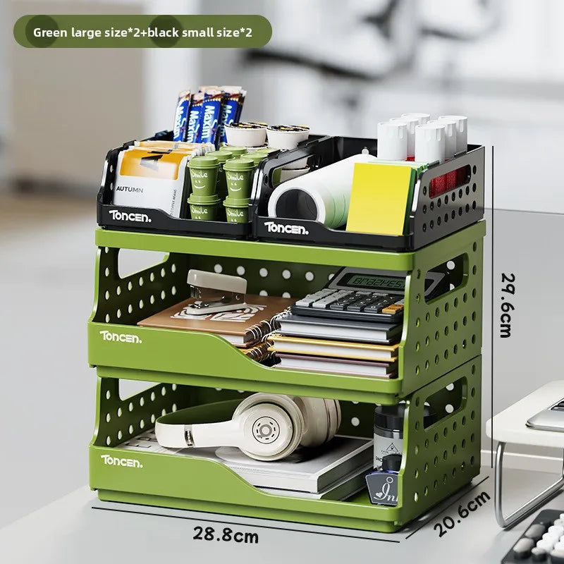 Foldable Desktop Organizer – Multi-Layer File & Book Storage
