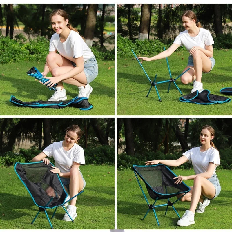 Outdoor moon chair, camping folding chair, portable leisure backrest chair, ultra-light aluminum alloy folding chair Comfortable Peaceful Pleasures Health and Wellness